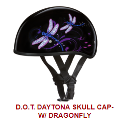 Helmet with blue body dragonfly design 