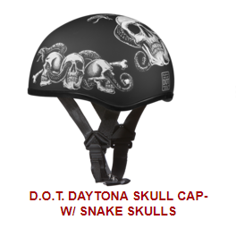 helmet with snakes crawling thru skulls