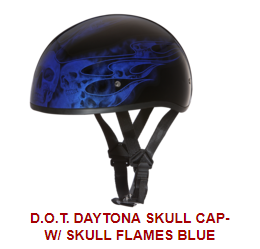 Helmet with ghost skulls in blue flames