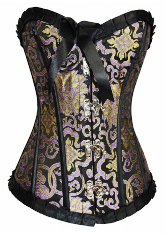 Black and gold fabric corset