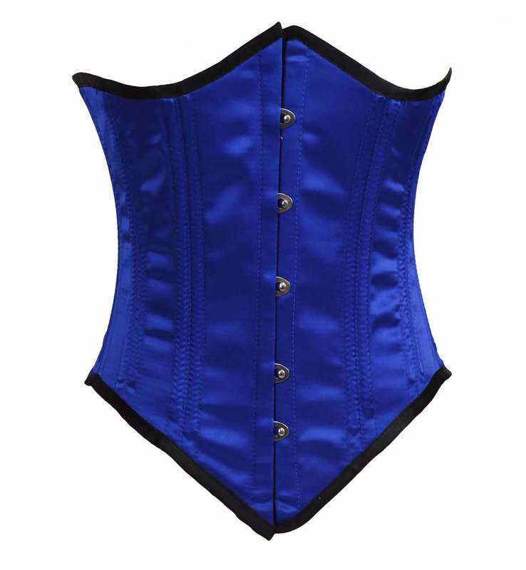 Blue satin under bust corset