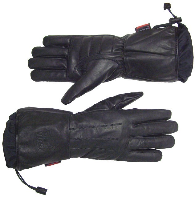 Drawstring leather gloves