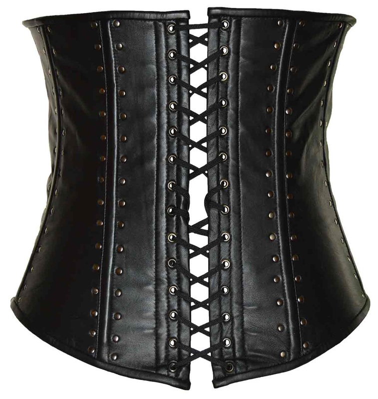 Tight lacing and reinforcements on the back of a corset 