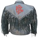 Front of rose leather jacket