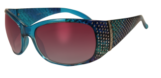 Rainbow blue large ladies glasses with bling