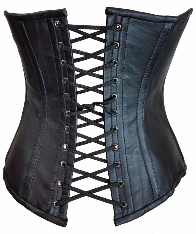 opened back of leather corset