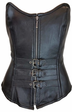 leather shoulderless zip up corset