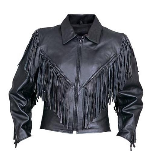 Ladies long fringe leather jacket