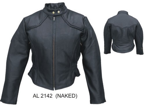 Best leather is naked, this jacket has braid trim and a euro collar