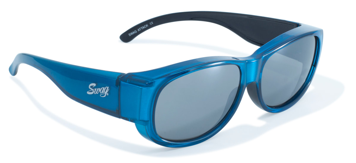 Blue frame over the glasses glasses