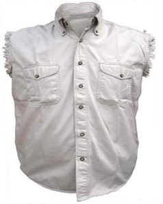 white sleeveless shirt