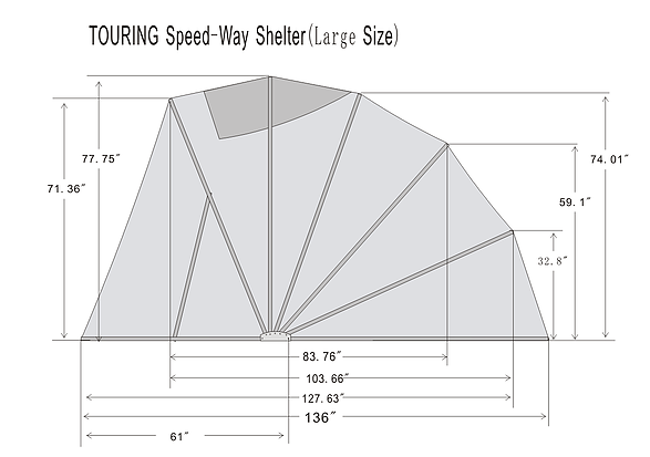 Speed-way touring shelter dimensions