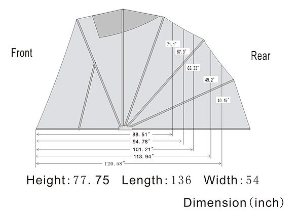 Detailed touring shelter dimensions