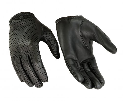 Men's Premium Police Style Black Genuine Leather Motorcycle Gloves 